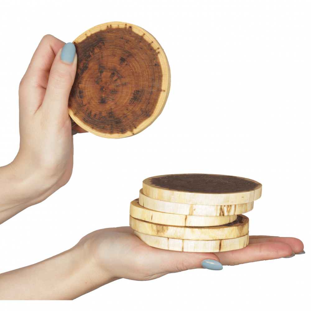 Podkładki podstawki pod filiżanki na stół drewniane AKACJA 9-12cm 6 szt ECO