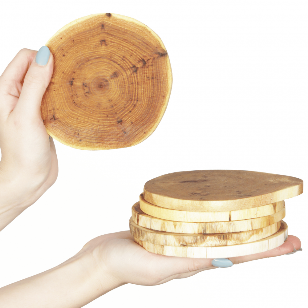 Podkładki podstawki pod filiżanki na stół drewniane AKACJA 12-15cm 6szt ECO