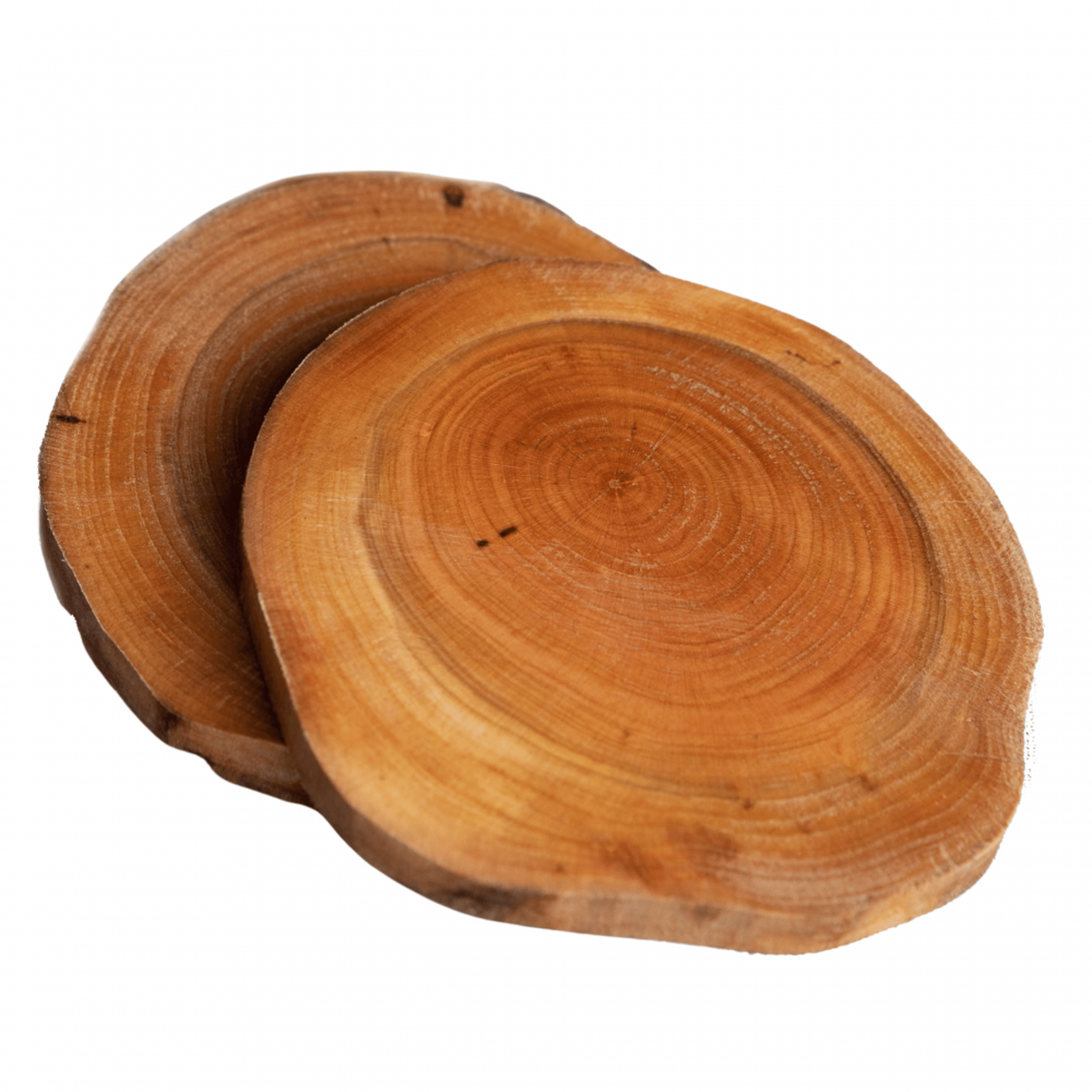 Podkładki podstawki pod filiżanki na stół drewniane CZEREMCHA 9-12cm 2 szt