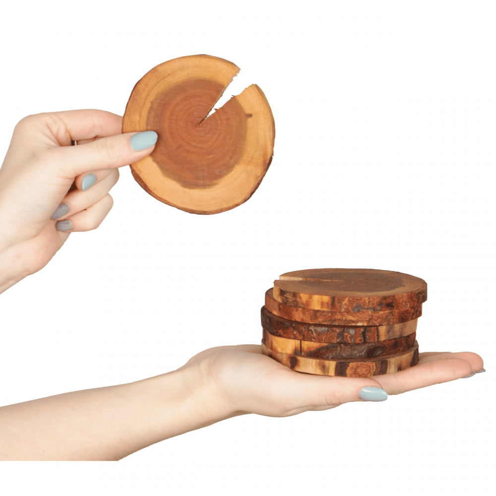 Podkładki podstawki pod filiżanki na stół drewniane CZEREMCHA 9-12cm 6 szt