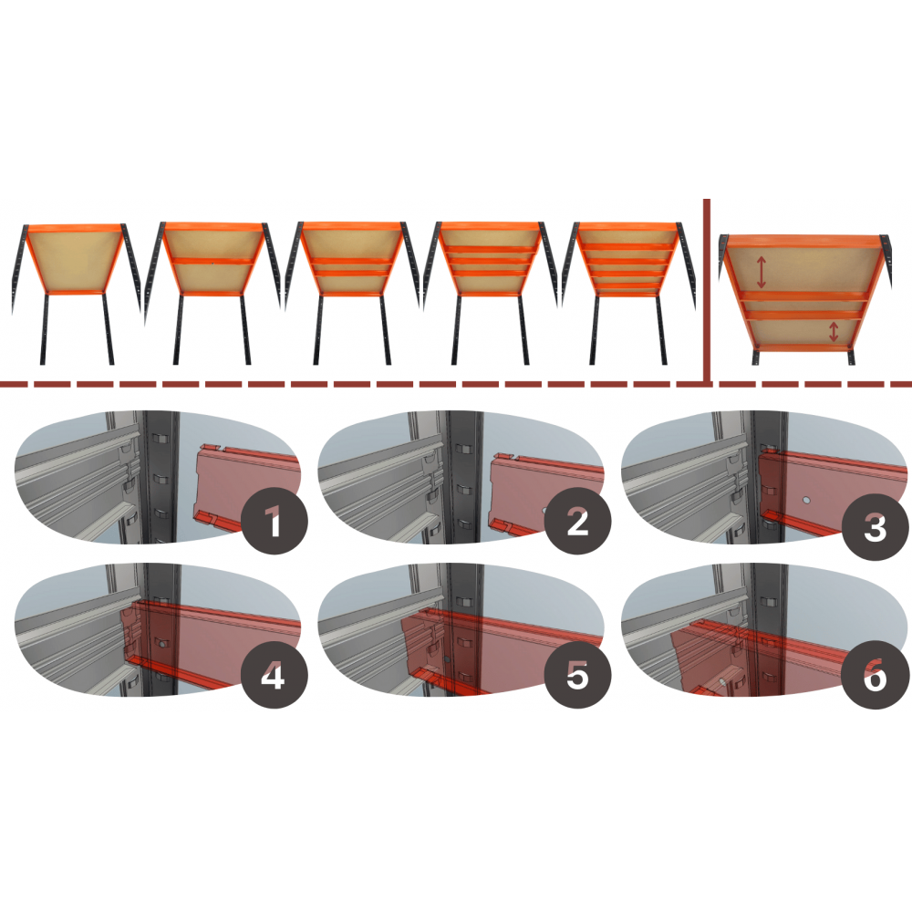 Wzmocnienie pod półkę do regału metalowego Helios 30 cm od 175 do 400kg/pół