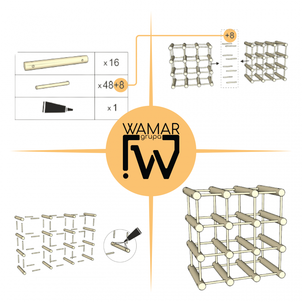 Stojak na wino butelki regał na 36 butelek SOSNA MODUŁOWY LITE EKO DREWNO