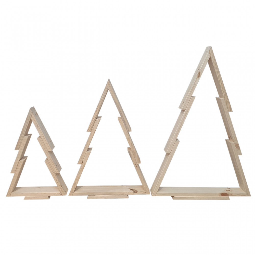 Zestaw 3 choinek CHOINKI DREWNIANE KOMPLET 45-77cm ZMONTOWANE EKO CHOINKA