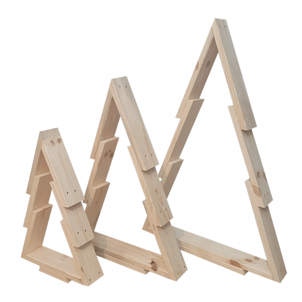 Zestaw 3 choinek CHOINKI DREWNIANE KOMPLET 45-77cm ZMONTOWANE EKO CHOINKA