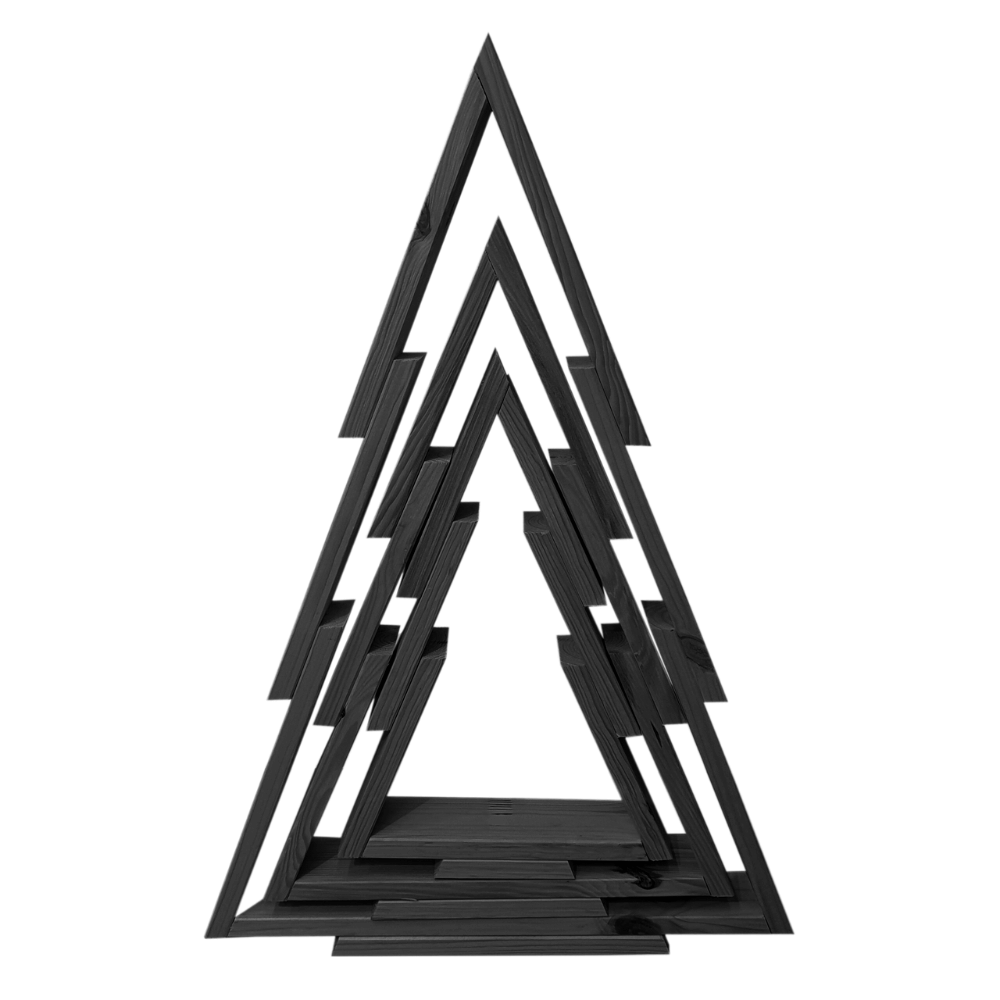 Zestaw 3 choinek CHOINKI DREWNIANE KOMPLET 45-77cm ZMONTOWANE EKO CZARNE