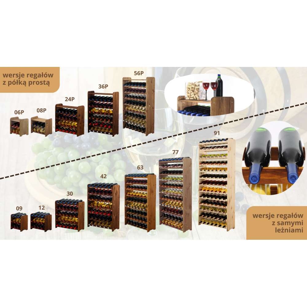 Stojak na wino butelki napoje regał na wino butelki szafka na alkohol 63but