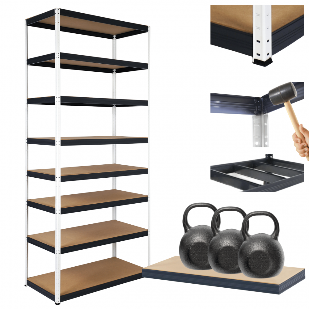 Regał metalowy magazynowy stojak HELIOS 270x120x50cm 8Px350kg SOLIDNY