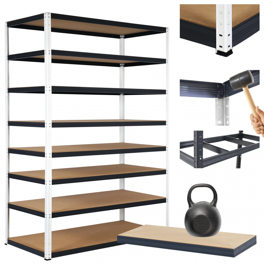 Regał metalowy magazynowy stojak HELIOS 270x150x35cm 8Px175kg SZEROKI MOCNY