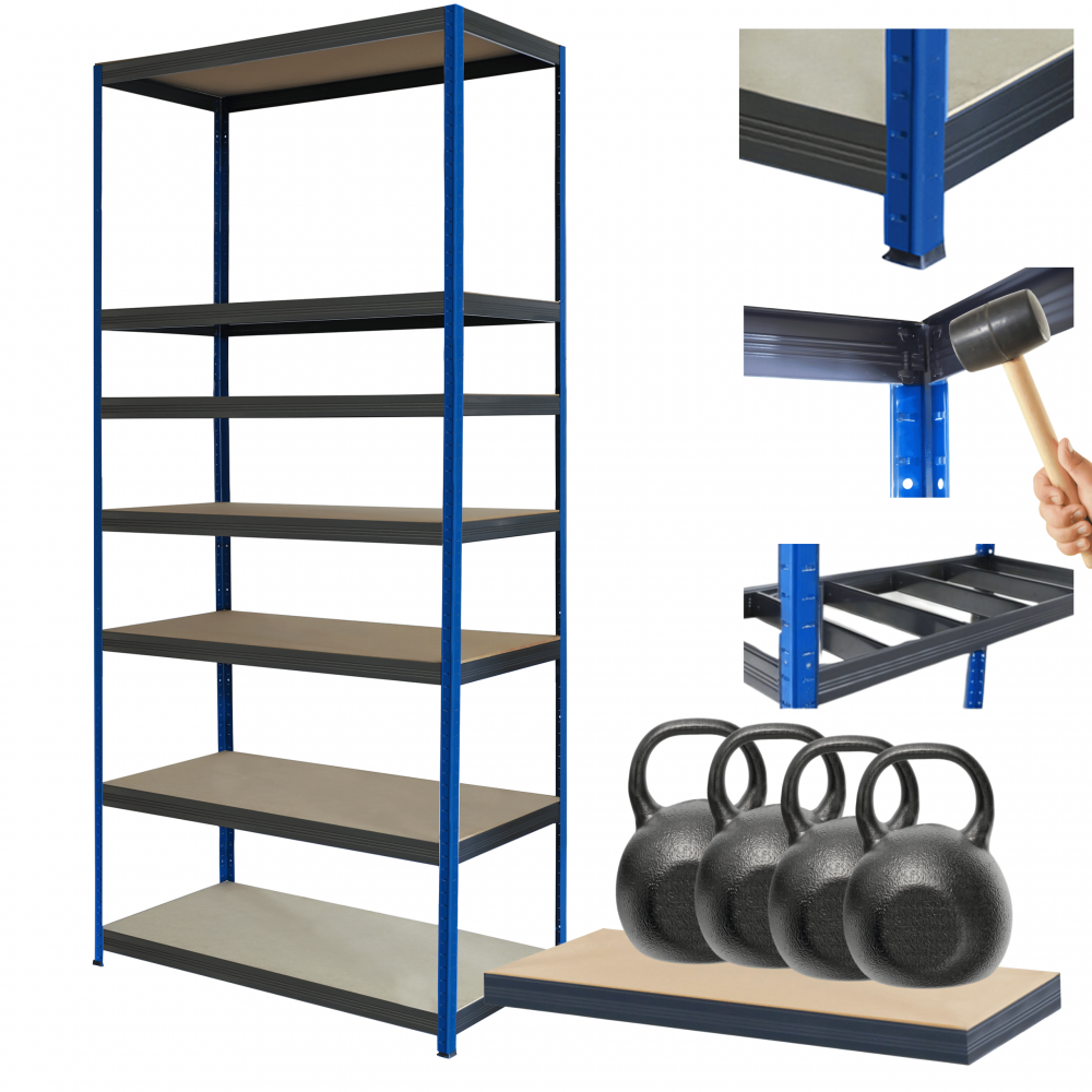 Regał metalowy magazynowy stojak HELIOS 270x90x45cm 7Px400kg SOLIDNY NIEB