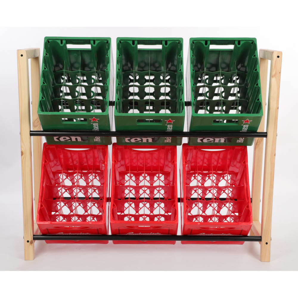 Regał na skrzynki na napoje piwo stojak na transportery METALOWE DRĄŻKI EKO