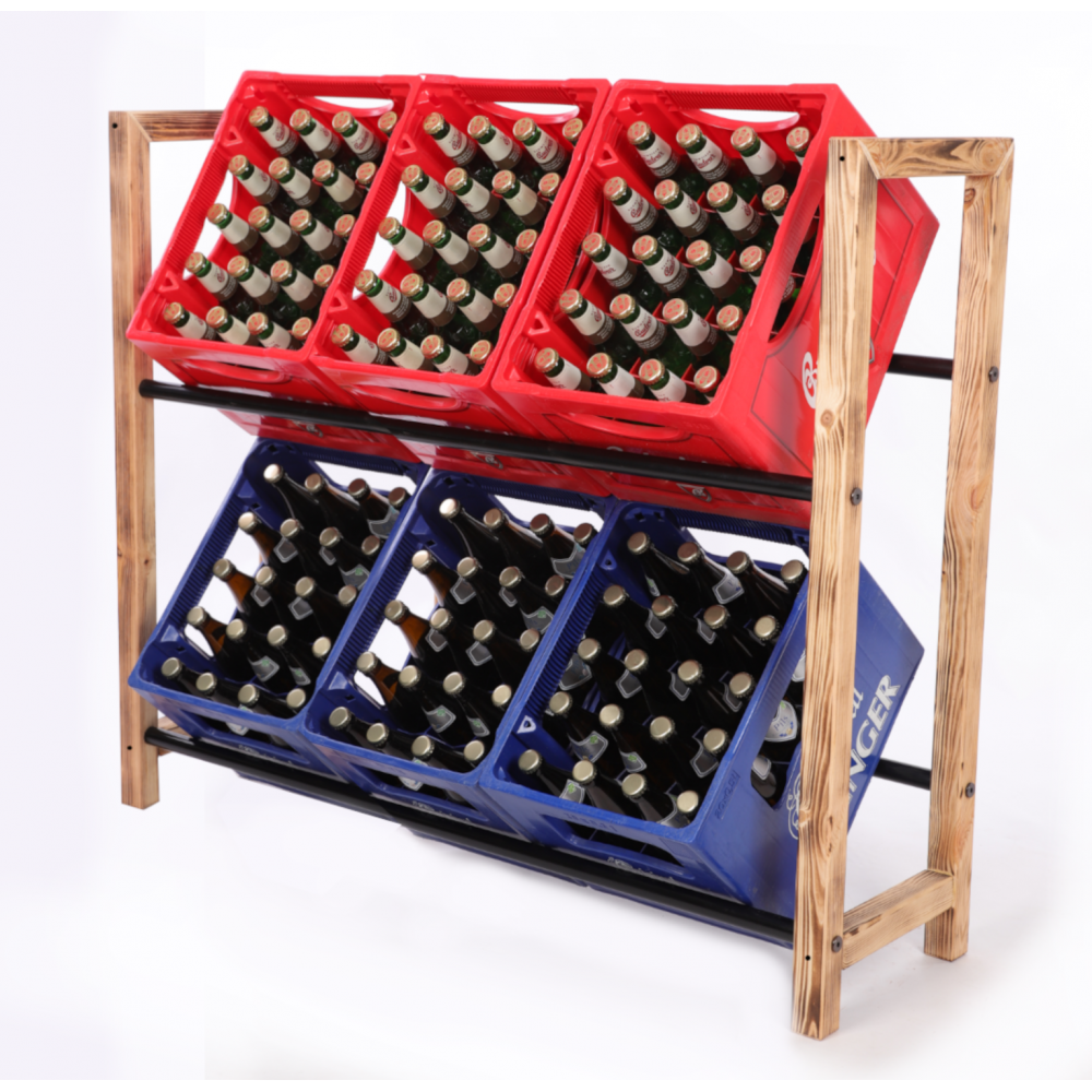 Regał na skrzynki na napoje piwo stojak na transportery METALOWE DRĄŻKI EKO