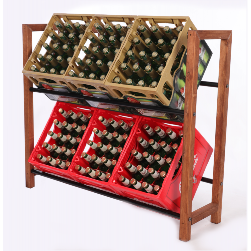 Regał na skrzynki na napoje piwo stojak na transportery METALOWE DRĄŻKI EKO