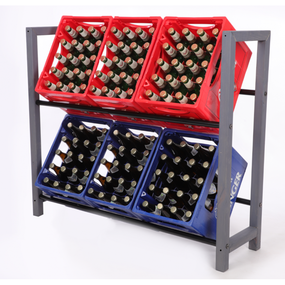 Regał na skrzynki na napoje piwo stojak na transportery METALOWE DRĄŻKI EKO