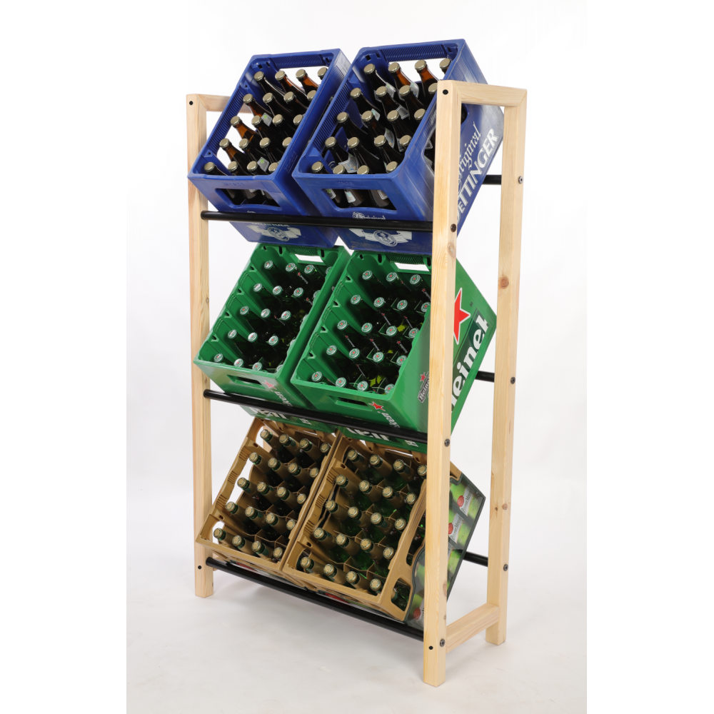 Regał na skrzynki na napoje piwo stojak na transportery METALOWE DRĄŻKI EKO