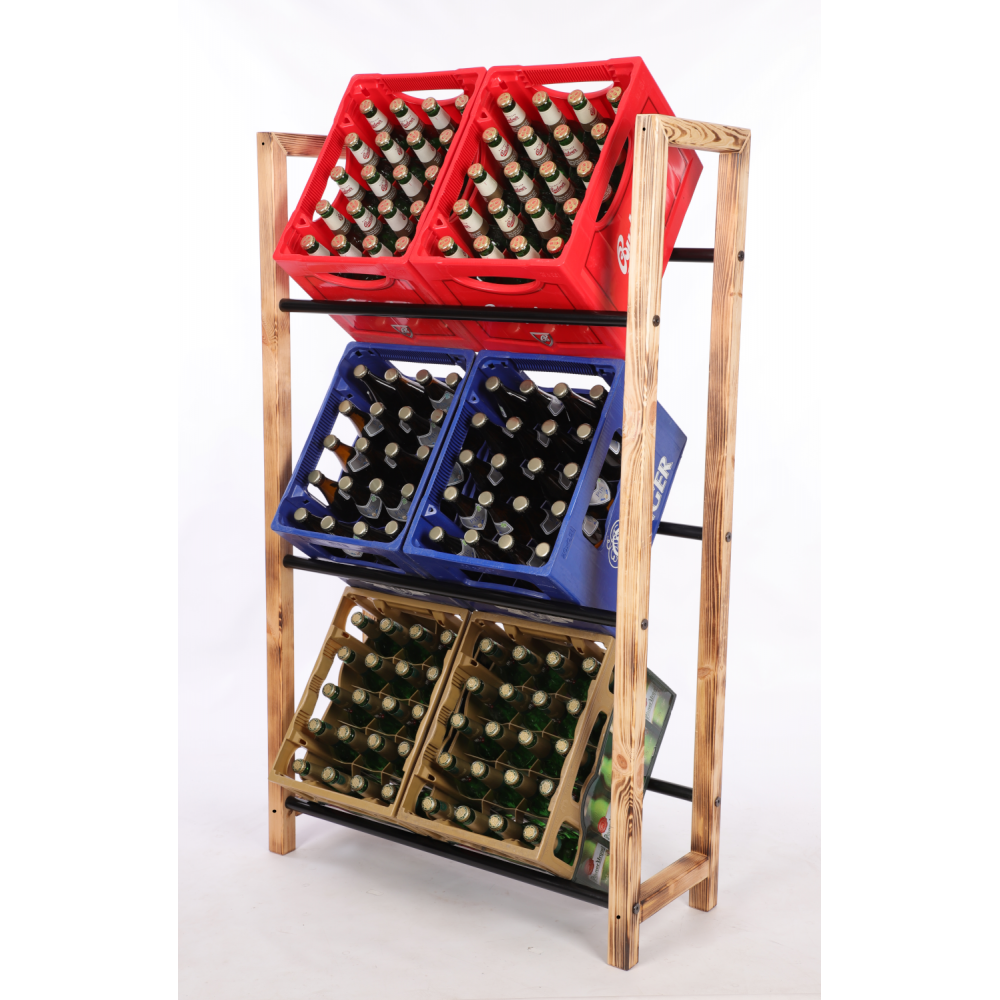 Regał na skrzynki na napoje piwo stojak na transportery METALOWE DRĄŻKI EKO