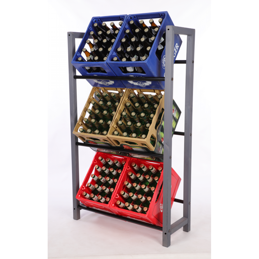 Regał na skrzynki na napoje piwo stojak na transportery METALOWE DRĄŻKI EKO