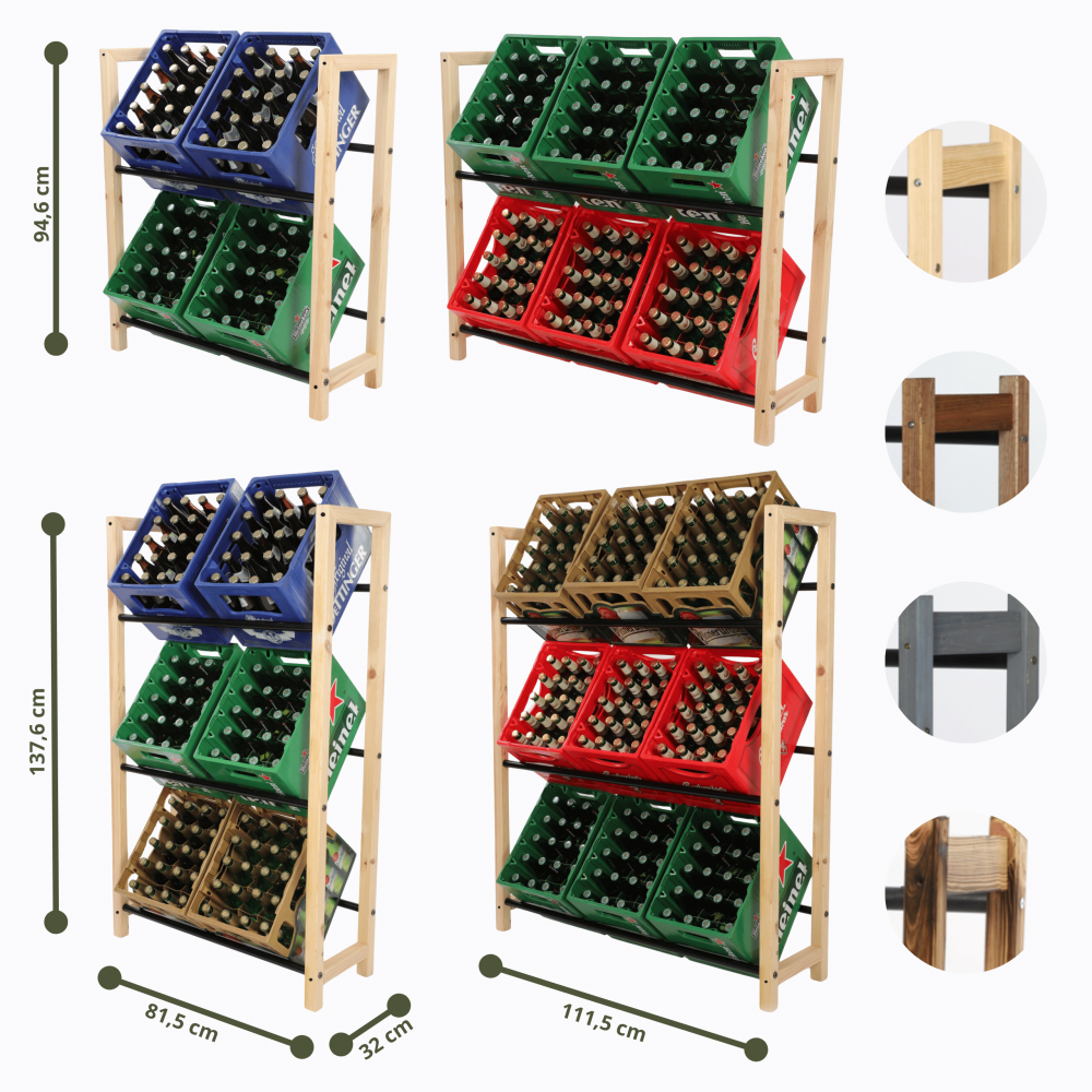 Regał na skrzynki na napoje piwo stojak na transportery METALOWE DRĄŻKI EKO