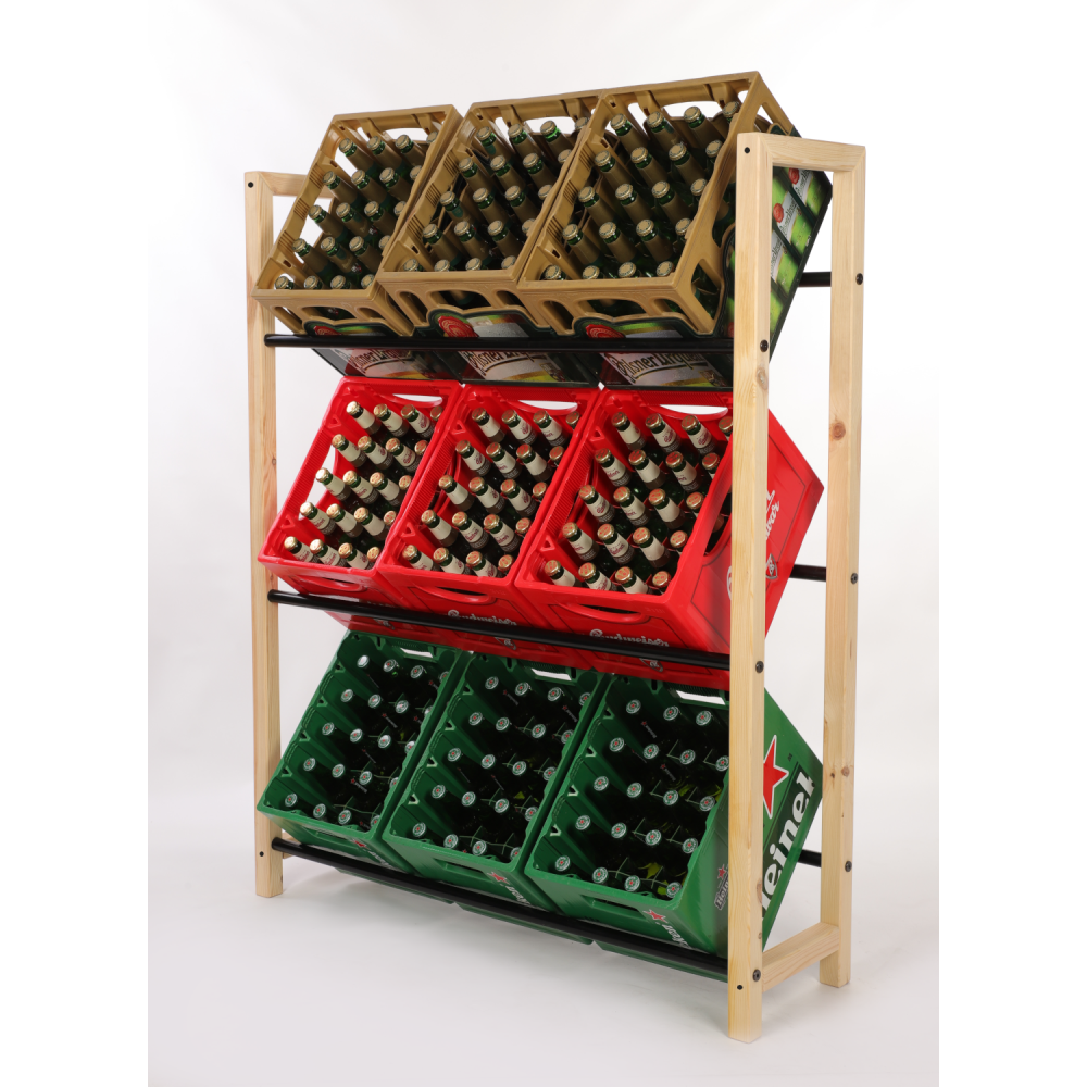 Regał na skrzynki na napoje piwo stojak na transportery METALOWE DRĄŻKI EKO