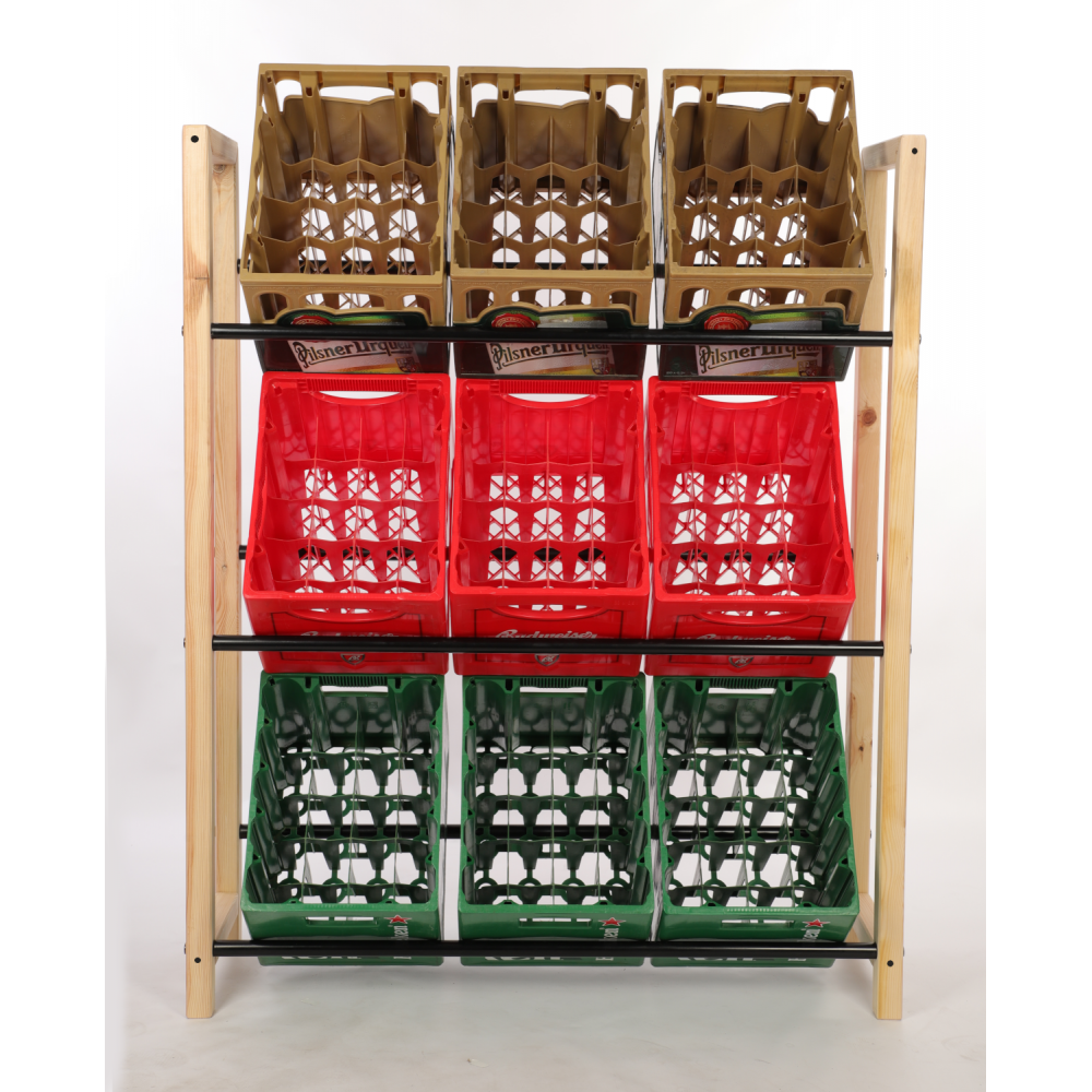 Regał na skrzynki na napoje piwo stojak na transportery METALOWE DRĄŻKI EKO