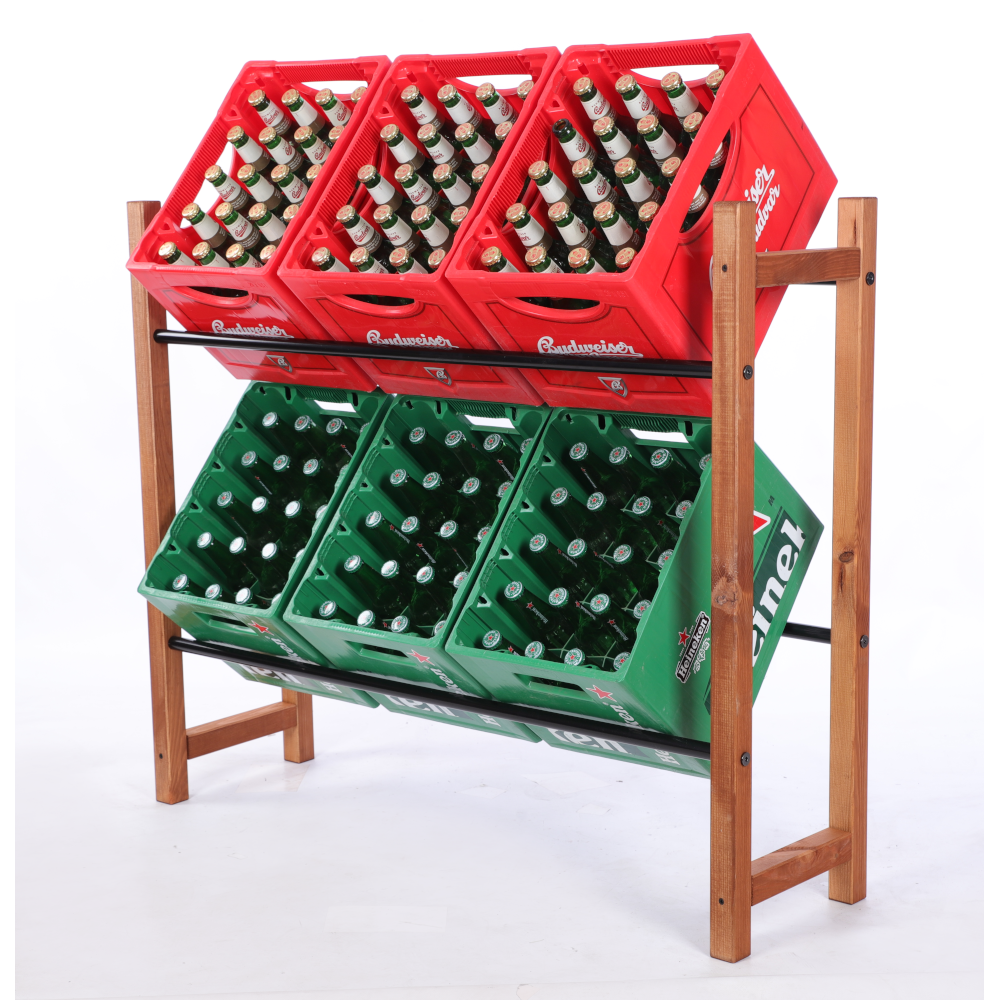 Regał na skrzynki na napoje piwo stojak na transportery METALOWE DRĄŻKI EKO