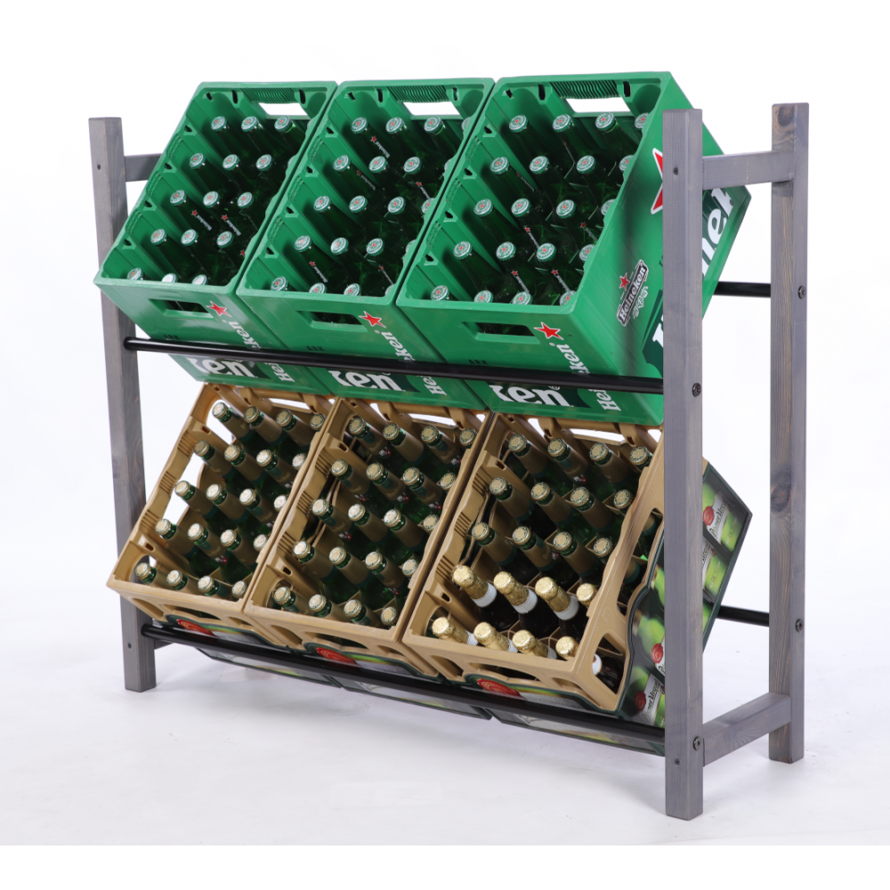 Stojak na skrzynki na napoje piwo regał na transportery METALOWE DRĄŻKI EKO