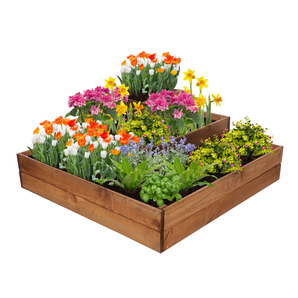 Drewniana narożna grządka podwyższona kaskadowa inspekt 36x90x90 GRATIS EKO