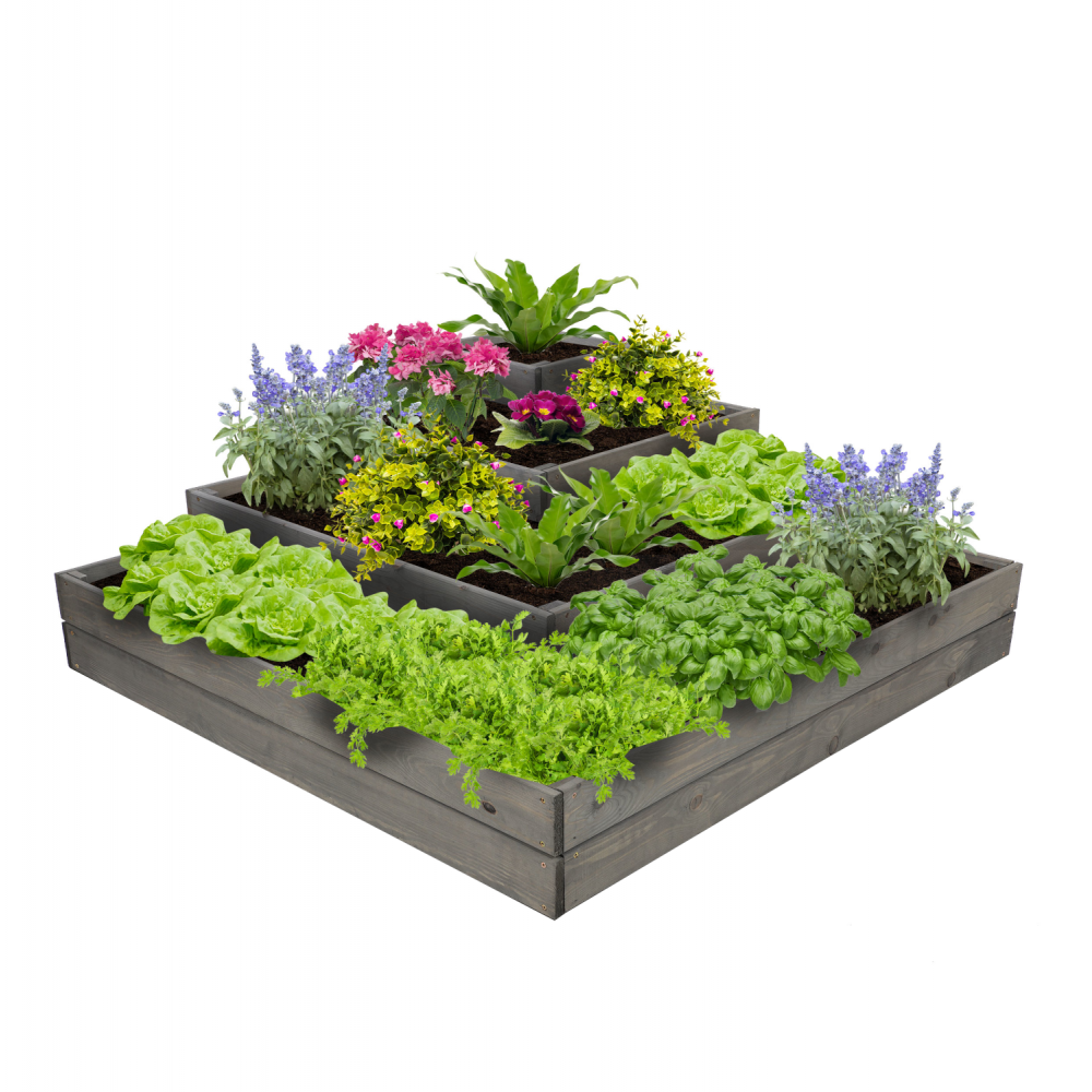 Donica piętrowa drewniana na warzywa warzywniak inspekt  45x120x120 GRATISY