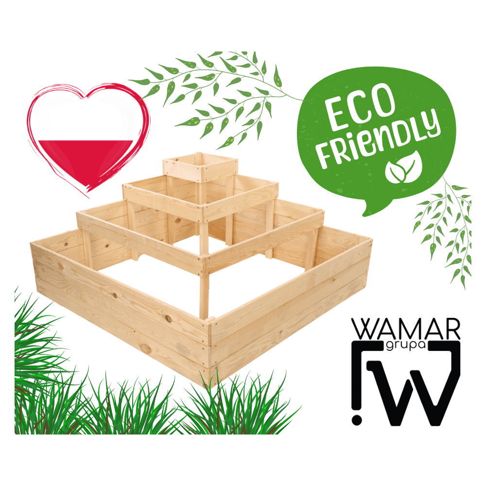 Donica piętrowa drewniana na warzywa warzywniak inspekt  45x120x120 GRATISY