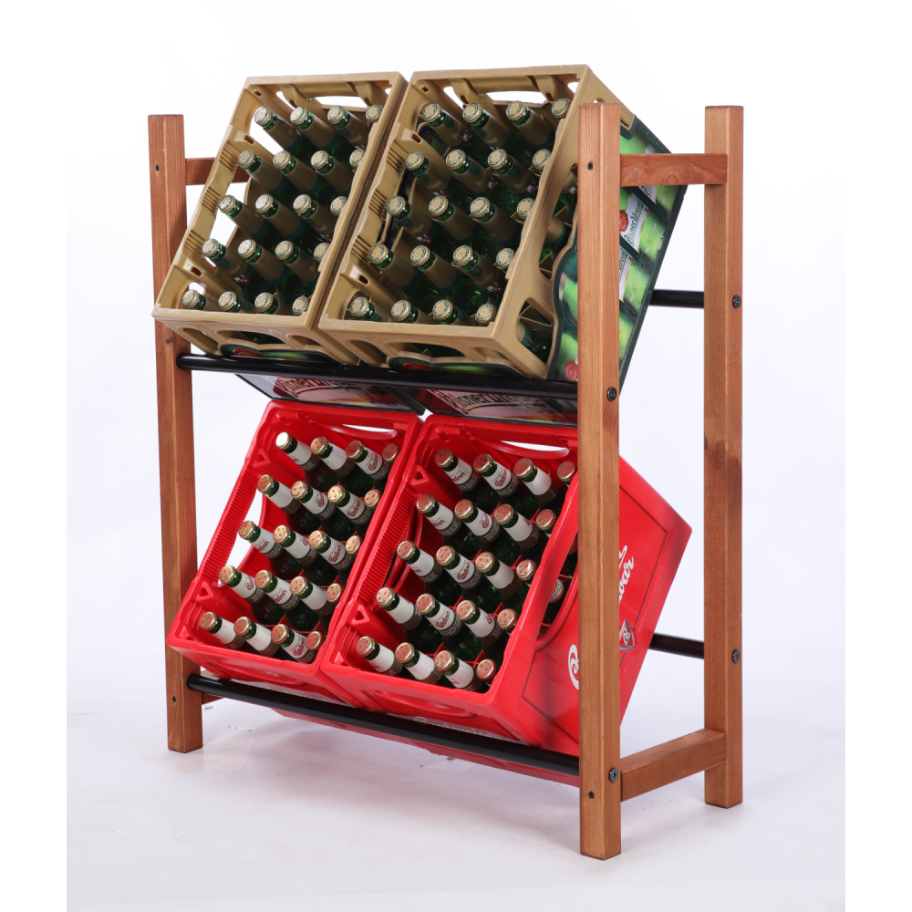 Regał na skrzynki na napoje piwo stojak 2 półki szer.81,5cm METALOWE DRĄŻKI