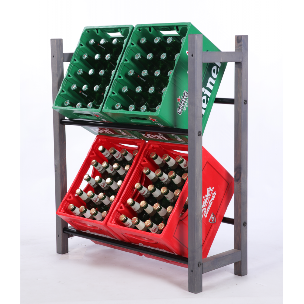 Regał na skrzynki na napoje piwo stojak na transportery METALOWE DRĄŻKI EKO