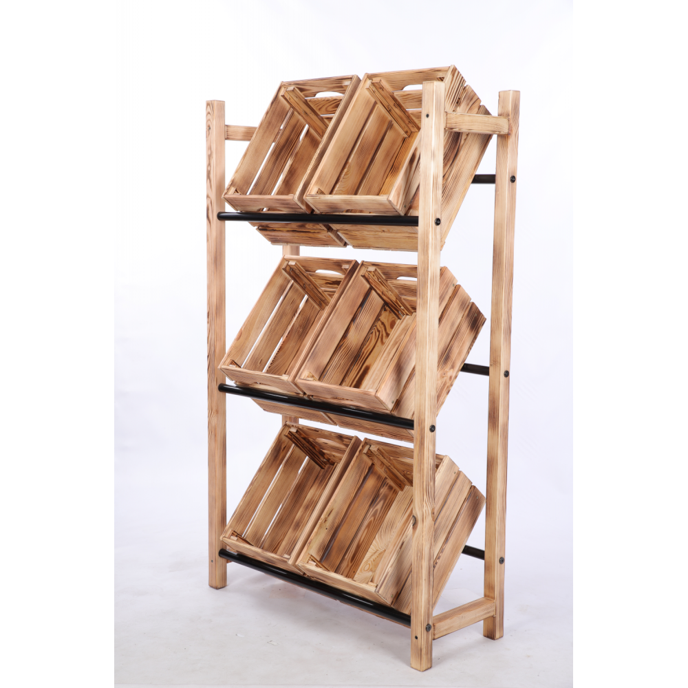 Regał na skrzynki na napoje piwo stojak 3 półki opalany METALOWE DRĄŻKI EKO