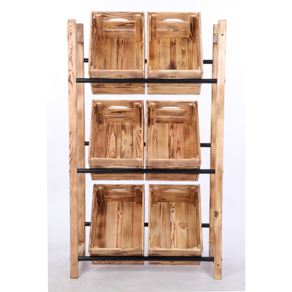 Regał na skrzynki na napoje piwo stojak 3 półki opalany METALOWE DRĄŻKI EKO