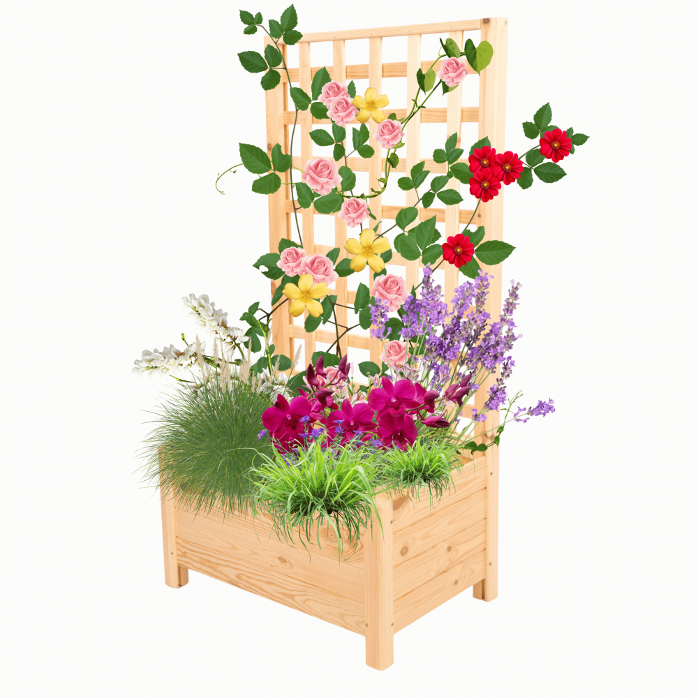 Drewniana pergola ogrodowa doniczka skrzynka na kwiaty 116x60x40 na nogach