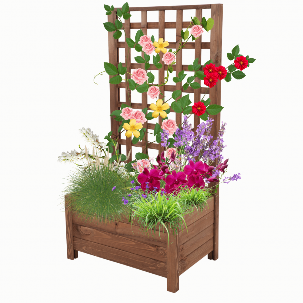 Drewniana pergola ogrodowa doniczka skrzynka na kwiaty 116x60x40 EKO