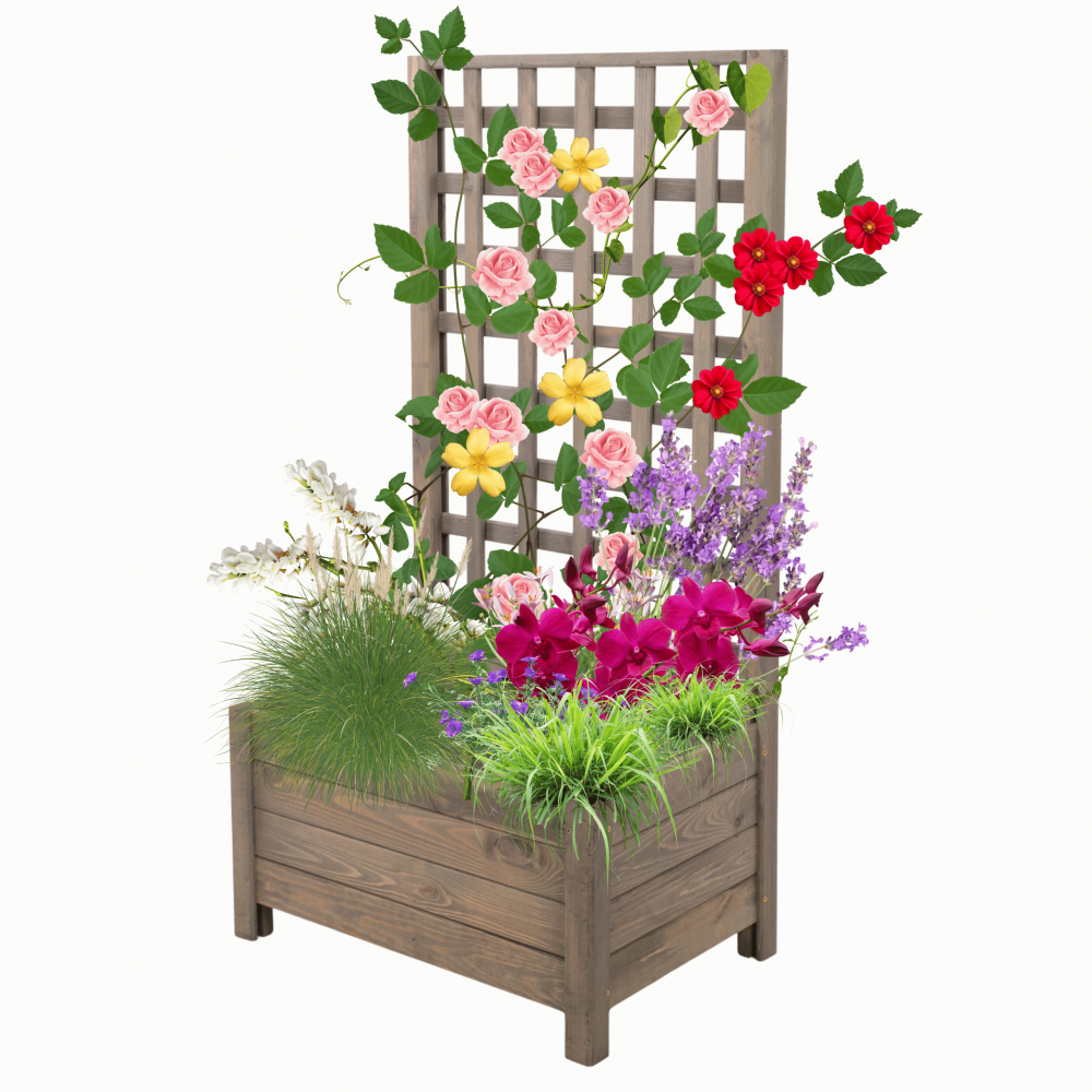 Drewniana pergola ogrodowa doniczka skrzynka na kwiaty 116x60x40 na nogach