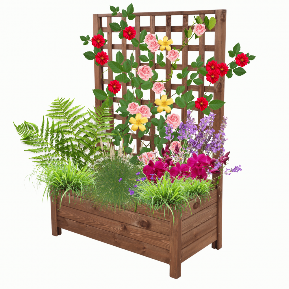 Drewniana pergola ogrodowa doniczka skrzynka na kwiaty 116x80x40 na nogach
