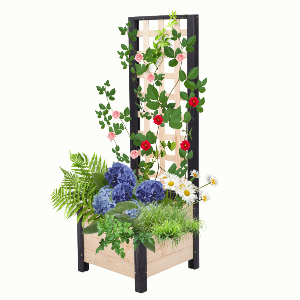 Drewniana pergola ogrodowa doniczka skrzynka na kwiaty 116x40x40 na nogach