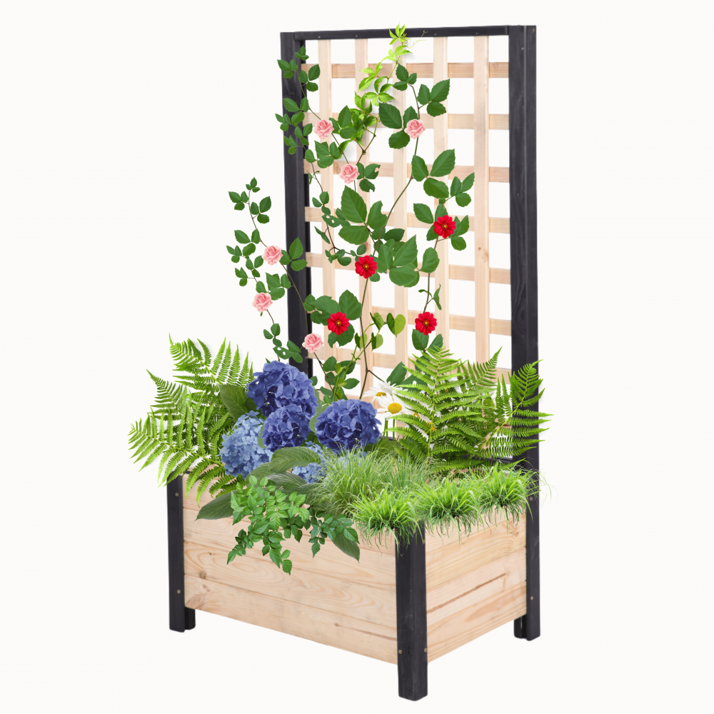 Drewniana pergola ogrodowa doniczka skrzynka na kwiaty 116x60x40 na nogach