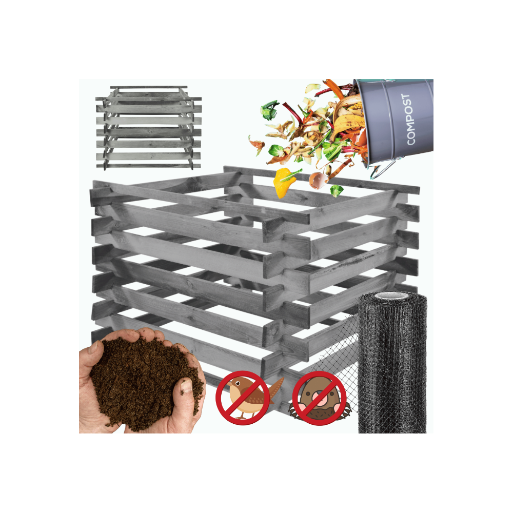 Kompostownik ogrodowy drewniany  siatka na krety ptaki kompostownik EKO