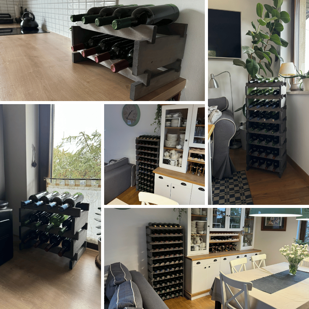 Stojak na wino regał modułowy na butelki 4x8 but WSZYSTKIE TYPY BUTELEK