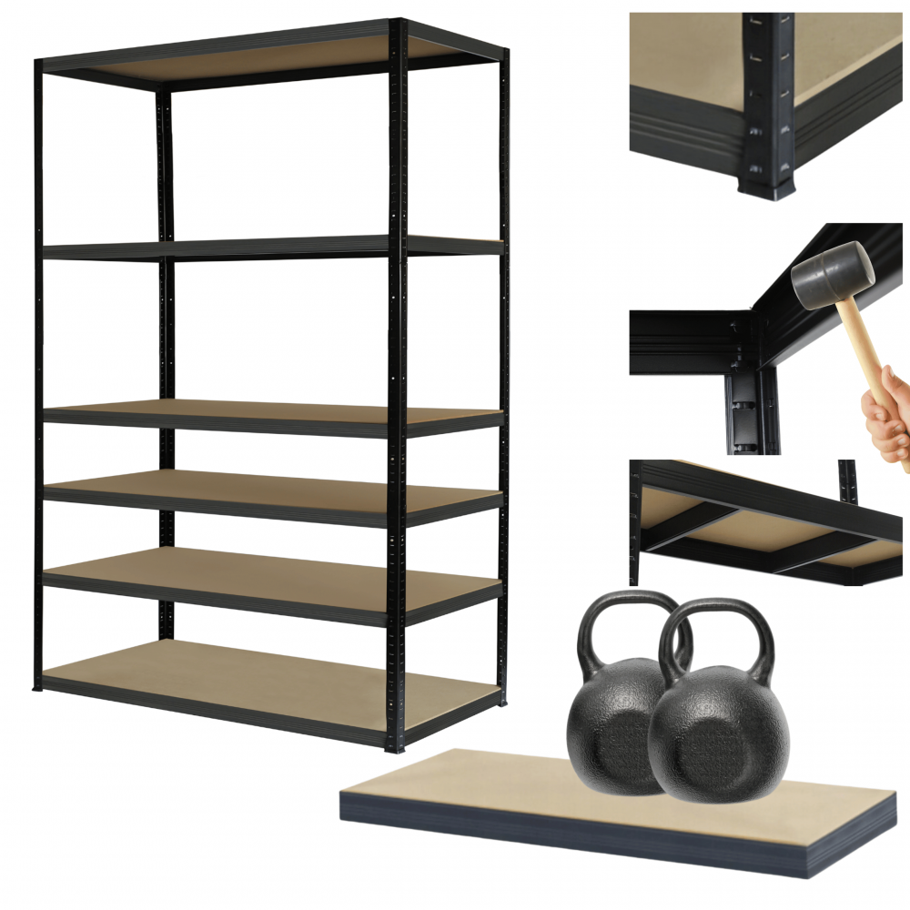 Regał metalowy PREMIUM BLACK stojak HELIOS 213x110x35cm 6Px275kg 300TYS WAR