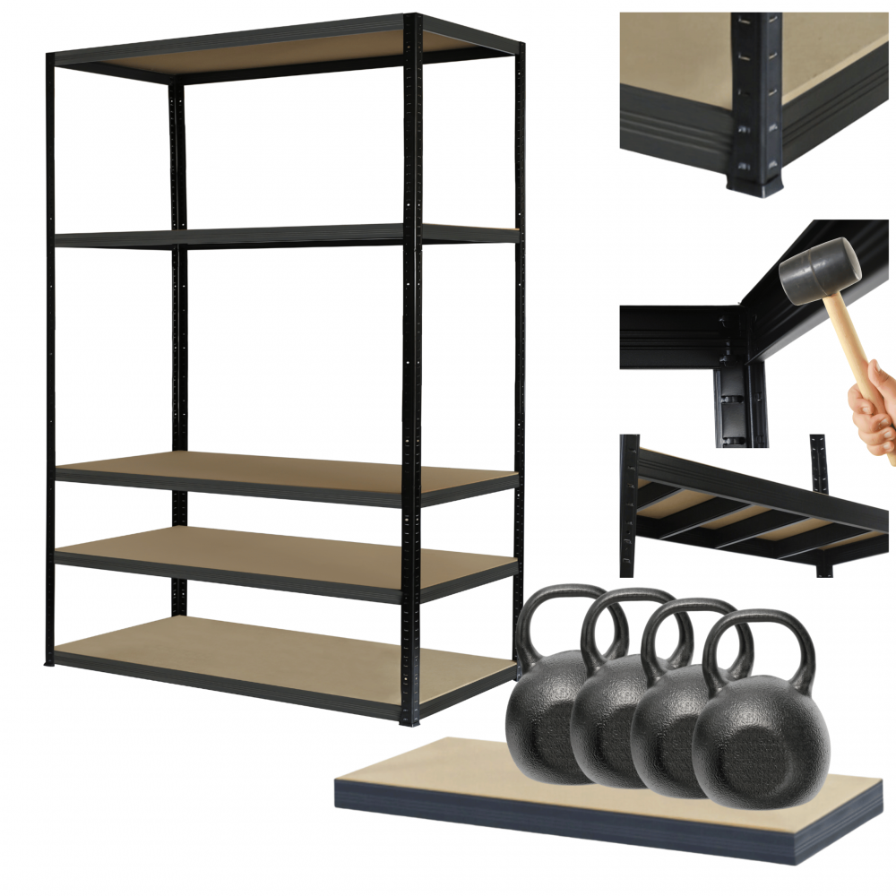 Regał metalowy BLACK PREMIUM stojak HELIOS 180x100x60cm 5Px400kg TRWAŁY