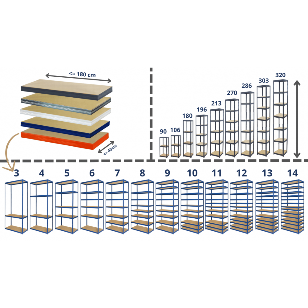 Regał metalowy magazynowy stojak HELIOS 270x75x60cm 8Px175kg TRWAŁY WYSOKI