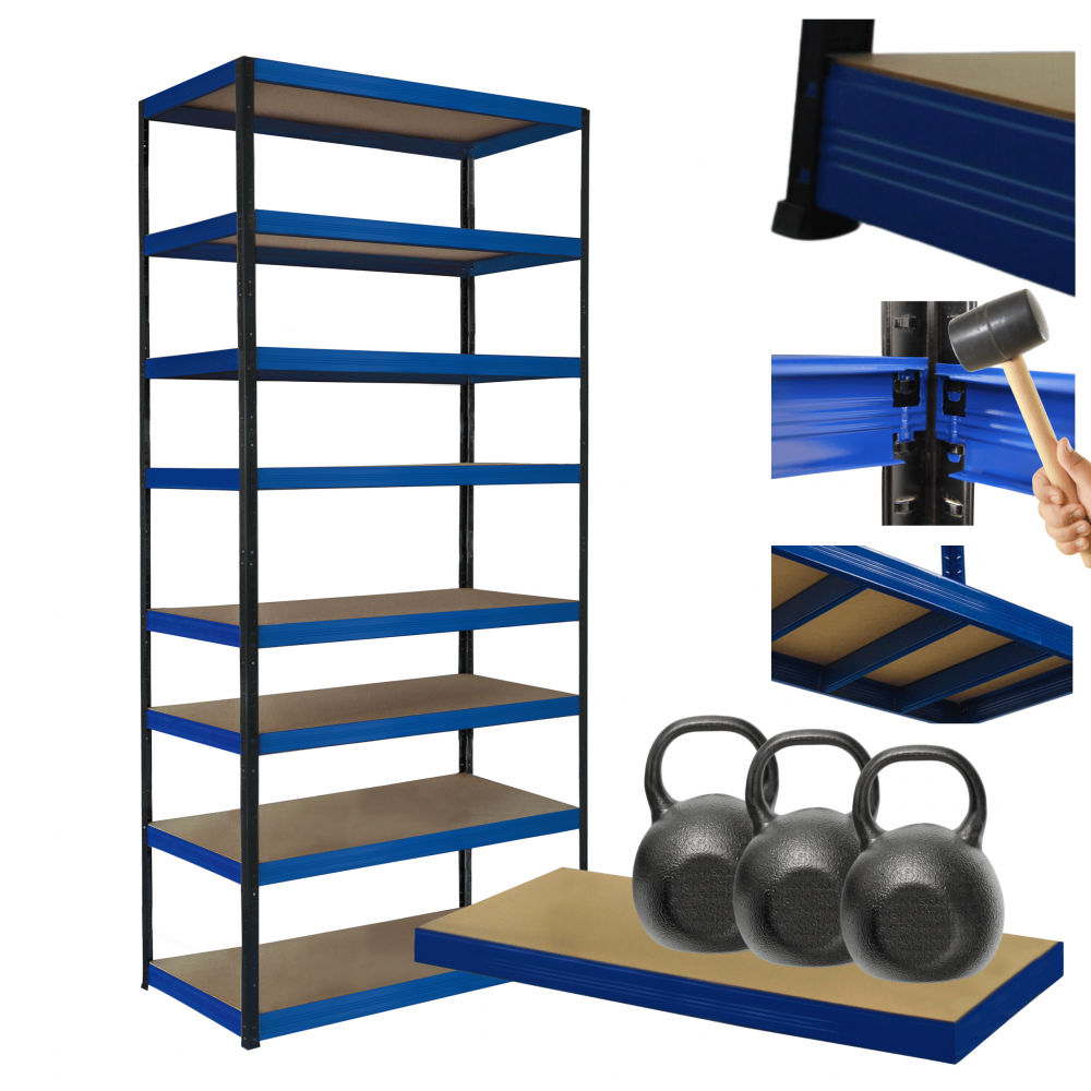 Regał metalowy magazynowy stojak HELIOS 270x90x40cm 8Px350kg TRWAŁY WYSOKI