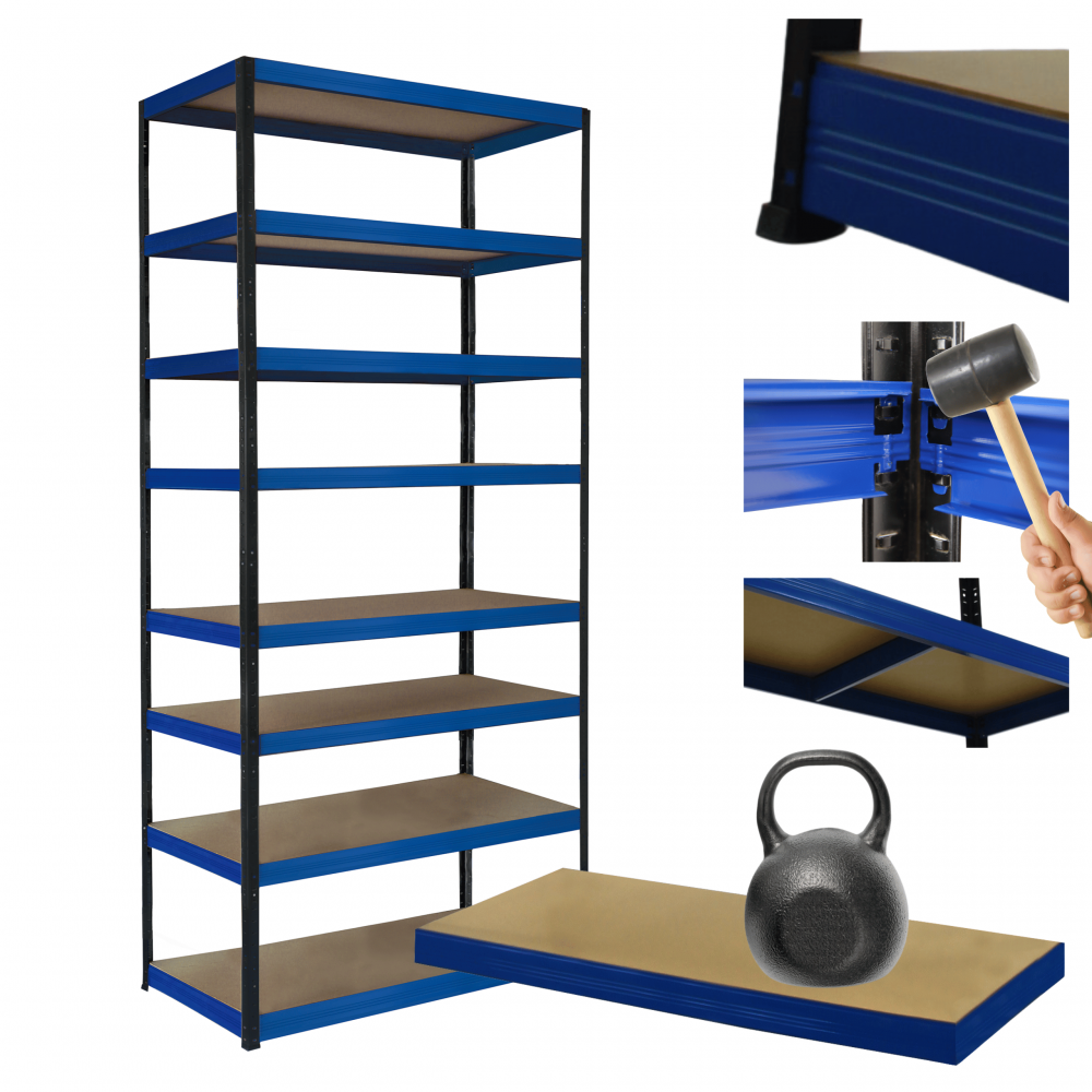 Regał metalowy magazynowy stojak HELIOS 270x100x30cm 8Px175kg TRWAŁY WYSOKI