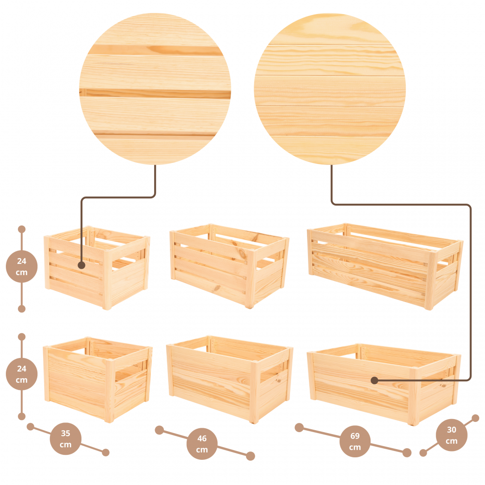 Skrzynka na warzywa owoce skrzynki DREWNIANE DNO 46x30 cm skrzyneczka EKO