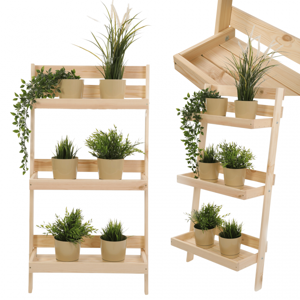 Kwietnik drewniany opierany o ścianę stojak regał na rośliny 115x57cm EKO