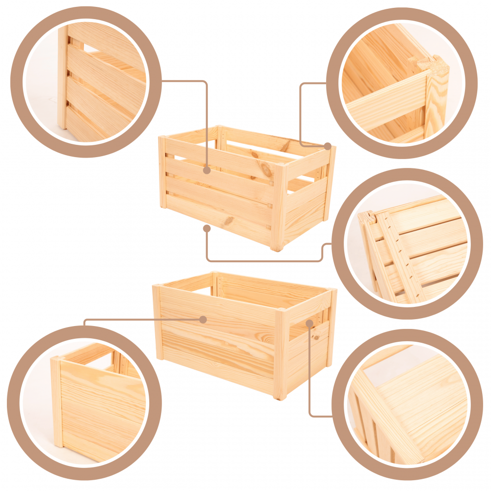 Skrzynka na warzywa owoce skrzynki DREWNIANE DNO 69x30 cm skrzyneczka EKO