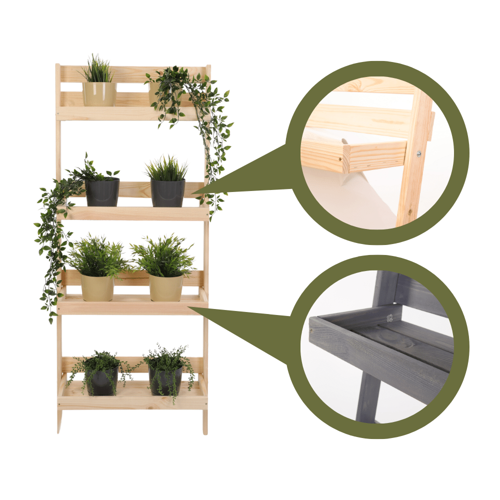 Drewniany kwietnik opierany o ścianę stojak regał na rośliny 115x57cm EKO