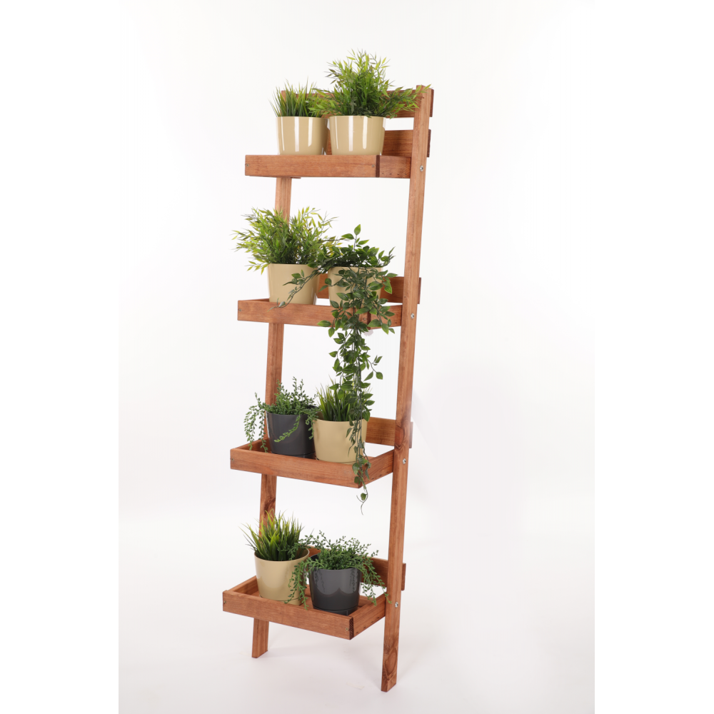 Drewniany kwietnik opierany o ścianę stojak regał na rośliny 145x37cm EKO